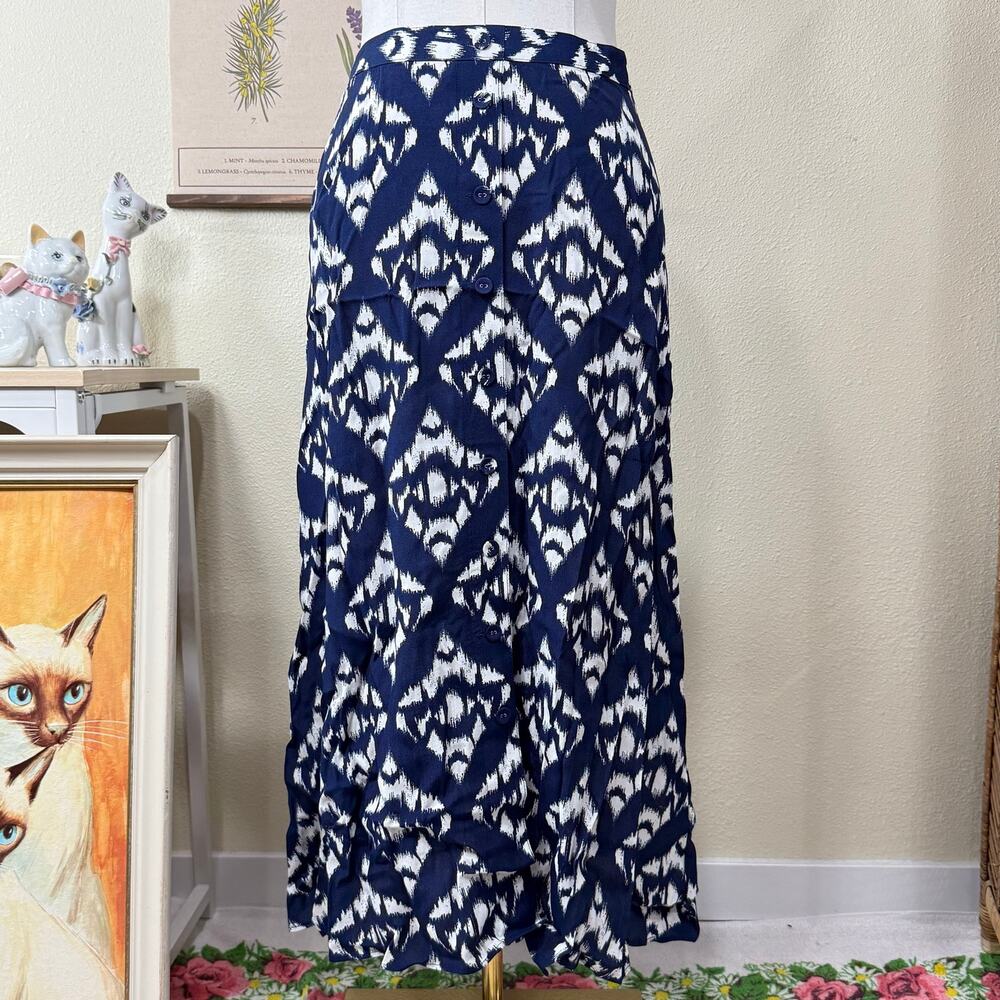 Talbots NWT Lightweight Button Front Midi Skirt Coastal Grandma Boho Classic 16